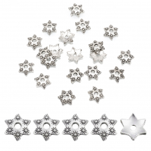 Шапочки для Бусин з Металу, Квітка, Колір: Античне Срібло, Розмір: Діаметр 9мм, Товщина 2 мм, Отвір 2мм, (13WB16807)