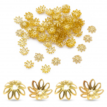Шапочки для Бусин Залізні, Квітка, Філігранні, Колір: Золото, Розмір: 14х5мм, Отвір 1.5мм, (13WB16810)
