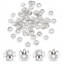 Шапочки для Бусин Залізні, Квітка, Філігранні, Колір: Срібло, Розмір: 14х5мм, Отвір 1.5мм, (13WB16811)