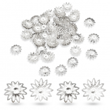 Шапочки для Бусин Залізні, Квітка, Філігранні, Колір: Срібло, Розмір: 16х4.5мм, Отвір 1мм, (13WB16814)