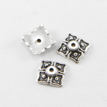 Шапочки для Бусин, Сплав, Ромб, Колір: Античне Срібло, Розмір: 11х2мм, Отвір 1мм, (13WB16829)