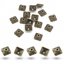 Шапочки для Бусин, Сплав, Квадратні, Колір: Бронза, Розмір: 10х10х5мм, Отвір 2мм, (13WB16832)