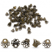 Конус Шапочки для Бусин, Залізні, Колір: Бронза, Розмір: 8х6мм, Отвір 1.5мм, (13WB16840)