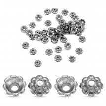 Шапочки для Бусин, Сплав, Квітка, Колір: Збройна Сталь, Розмір: 8х3мм, Отвір 2мм, (13WB16855)