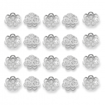 Шапочки для Бусин, Сплав, Квітка, Колір: Срібло, Розмір: Діаметр 14мм, Товщина 4 мм, Отвір 2мм, (13WB16861)