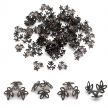 Шапочки для Бусин Залізні, Квітка, Колір: Темна Мідь, Розмір: 13х4мм, Отвір 1мм, (13WB16900)