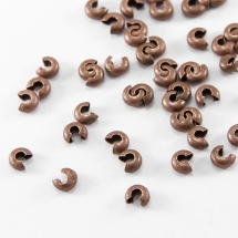 Намистини Кришки крімп, Латунь, Оболонки для затискних Бусин стопери, Колір: Мідь, Розмір: 3.2х2.2мм, Отвір 1.2мм, 2г / близько 40шт (13WB17015)
