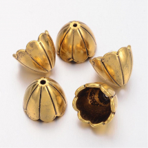 Конус Шапочки для Бусин, Сплав, Колір: Античне Золото, Розмір: 17х16мм, Отвір 2мм, (13WB17178)