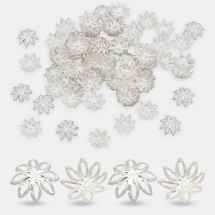 Шапочки для Бусин Залізні, Квітка, Філігранні, Колір: Срібло, Розмір: 10х4мм, Отвір 1.5мм, (13WB17183)