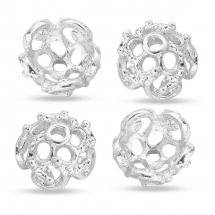 Шапочки для Бусин, Сплав, Квітка, Колір: Срібло, Розмір: 9х5мм, Отвір 1мм, (13WB17190)