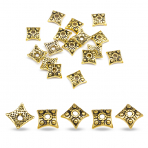 Шапочки для Бусин, Сплав, Квітка, Колір: Античне Золото, Розмір: 7.5х7.5х3мм, Отвір 2мм, (13WB17192)