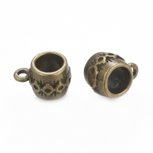 Бейл Бочонок зі Сплаву, Колір: Бронза, Розмір: 15х11х10мм, Отвір 2.5мм, Внутрішній отвір 5мм, (13WB17302)