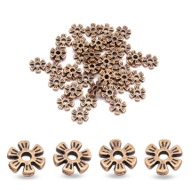 Намистини-Роздільники, Сплав, Квітка, Плоскі, Колір: Мідь, Розмір: 8х8х2мм, Отвір 3мм, (13WB17344)
