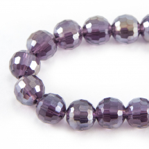 Намистини Скло з гальваніки, Грановані, АВ-колір, Круглі, Колір: Сіро-синій, Діаметр 8 мм, Отвір 1мм, близько 72шт / 58см / нитка, (13WB17353)