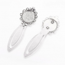 Baza Zakładka do Książki pod Cabochon Stop Metalowy 83x28x4mm Kolor: Antyczny Srebro 1szt (13WB17362)