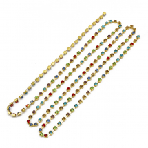 Taśma Łańcuszek Ozdobny z Cyrkoniami, Klasa A, Złoty/Miks, 2mm, około 360szt/1.1m (13WB17378)