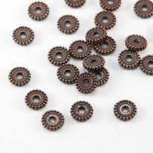 Намистини-Роздільники, Сплав, Круглі Плоскі, Колір: Мідь, Розмір: 7х2мм, Отвір 1.5мм, (13WB17414)
