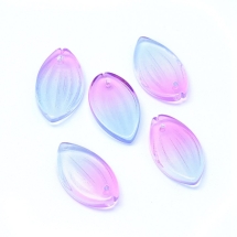 Кулон Скляний, Пелюстка Лотоса, Колір: Бузково-блакитний, Розмір: 20.5х12х2.5мм, Отвір 1мм, (13WB17482)