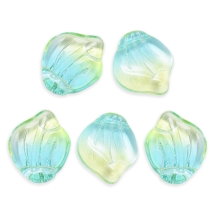 Zawieszka Szklana 15x12x4mm Otwór 1mm Kolor: Niebiesko-Żółty 5szt (13WB17488)