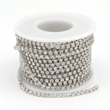Стразовий Ланцюг Декоративний, Срібло/Кришталь, 2.8мм, близько 9м/котушка, (13WB17526)