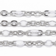 Ланцюг Якірне Плетіння, Нержавіюча Сталь, Колір Емалі: Білий, Ланка: 2х1.5х0.5мм, (13WB17567)