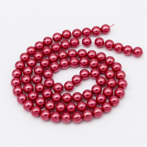 Перли Намистини Скло 10мм, Глянцеві, Круглі, Колір: Цегляний, Діаметр: 10мм, Отвір 1мм, близько 85шт / 85см / нитка, (13WB17615)