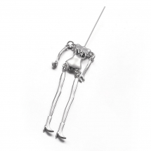 Baza dla Lalki Szkielet Stop Metalowy 115x18x6mm Pin: 40x0.8mm Kolor: Platyna 1szt/opakowanie (13WB17628)