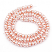 Перли Намистини Скло, Рондель, Глянець, Пофарбовані Екокраской, Колір: Рожевий, Діаметр: 5мм, Товщина: 3 мм, Отвір: 1мм, близько 120шт / 36см / нитка, (13WB17848)
