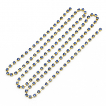 Стразовий Ланцюг Декоративний, Клас А, Золото/Лайт Сапфір, 2мм, близько 360шт/1.1м, (13WB17854)