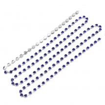 Стразовий Ланцюг Декоративний, Клас А, Срібло/Сапфір, 2.6мм, близько 240шт/1.1м, (13WB17861)