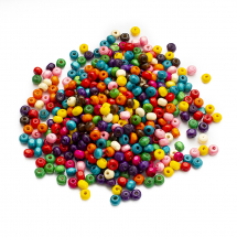 Намистини Дерево Пофарбовані, Круглі, Мікс, 6х4-5мм, Отвір: 2 мм, ок. 670шт / 50г, (13WB17985)