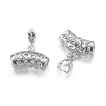 Тримач для кулонів, Латунь, з Бейлом, Колір: Платина, 20х14.5мм, Отвір 5.5х4мм, Пін: 1мм (13WB18183)