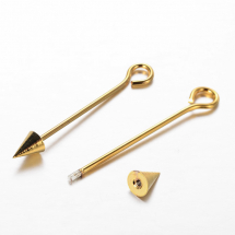 Піни з колечком, Латунь, Стріла, Колір: Золото, Розмір: 52-59х6мм, Отв-тя 4 мм, Пін: 1.4мм, (13WB18215)