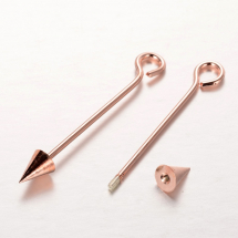 Піни з колечком, Латунь, Стріла, Колір: Рожеве Золото, Розмір: 52-59х6мм, Отв-тя 4 мм, Пін: 1.4мм, (13WB18218)