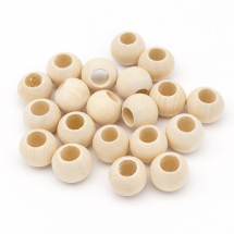 Koraliki Naturalne Drewniane, Surowe, Okrągłe, Antyczny Biały, 18-20mm, Otwór: 9-10mm, 20szt (13WB18222)