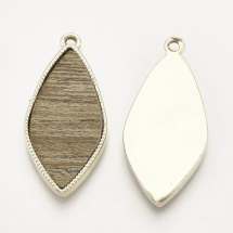 Zawieszka Stop Metalu i Drewno Niepomalowane 35x16.5x3mm Otwór 1.8mm Kolor: Złoty 2szt (13WB18524)