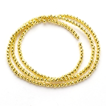 Koraliki Syntetyczne Hematyt Okrągłe Fasetowane, Galwaniczne Złoto, 2mm, 190szt/38cm/nic (13WB18737)