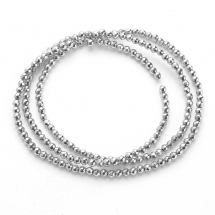 Koraliki Syntetyczne Hematyt, Okrągłe Fasetowane, Galwanizowane, Srebro, 2mm ok. 190szt/38cm/sznur (13WB18738)