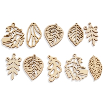 Zawieszka Drewno 47-49x22-37x2mm Otwór 1-2mm Kolor: Antyczny Biały 10szt (13WB18785)