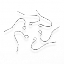 Kolczyki Haczyk Żelazo 19x16mm Otwór 2mm Kołek 0.8mm Kolor: Platynowy 100szt (13WB18799)