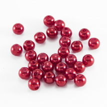Перли Намистини Пластикові ABS, Глянцеві, Круглі, Колір: Червоний, Розмір: Діаметр 8 мм, Отвір 2мм, близько 97шт / 25г, (13WB18811)