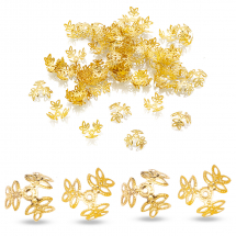 Шапочки для Бусин Залізні, Квітка, Колір: Золото, Розмір: 13х4мм, Отвір 1.2мм, (Q5WB1269)