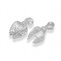 Тримач для кулонів, Латунь, Стійке Покриття, Філігранні, Колір: Срібло, Розмір: 20х8х9мм, Отвір 2мм і 5х3мм, Пін 1мм, (13WB18972)