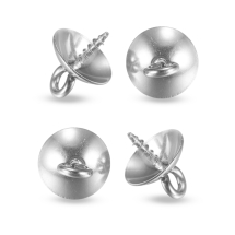 Тримач з Шапочкою під намистини з роззявлений, Нержавіюча Сталь, Розмір: 10х8мм, Пін 1.2мм, Отвір 2мм, (13WB18999)