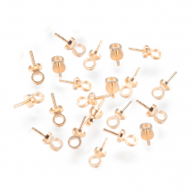 Тримач з Шапочкою під намистини з роззявлений, Латунь, Колір: Світле Золото, Розмір: 7х3мм, Пін 0.6мм, Отвір 1.5мм, (13WB19000)