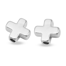 Koraliki Mosiężne Krzyż, Platynowa Powłoka, 8x8x3mm, 2szt (13WB19036)