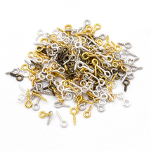 Тримачі Гвинтові Штифти з Петлею, для Намистин з Напівотвором, Залізо, Мікс, 8-10х4х1мм, Отвір 2мм, близько 230-265шт/20г, (13WB19133)