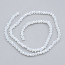 Намистини Скляні Кришталь Рондель Гранені, Античний Білий, 3х2мм, Отвір 1мм, близько 130шт/30см/нитка, (13WB19333)