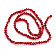 Koraliki Szklane Fasetowane Rondel, Ciemno-Czerwony, 3x2.5mm, 119szt/34cm/sznur (13WB19392)