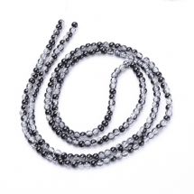 Koraliki Crackle Szkło, Luźne, Okrągłe, Czarny, 4mm, około 190szt/76cm/sznur (13WB19551)